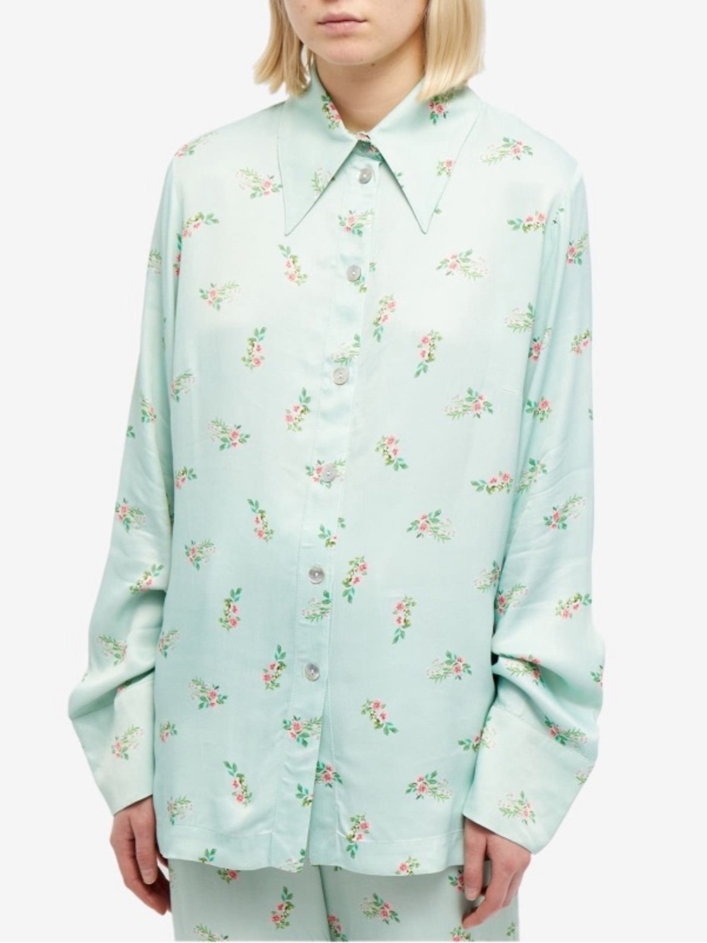 Sleeper Women's Blossom Printed Shirt in Mint Floral Medium